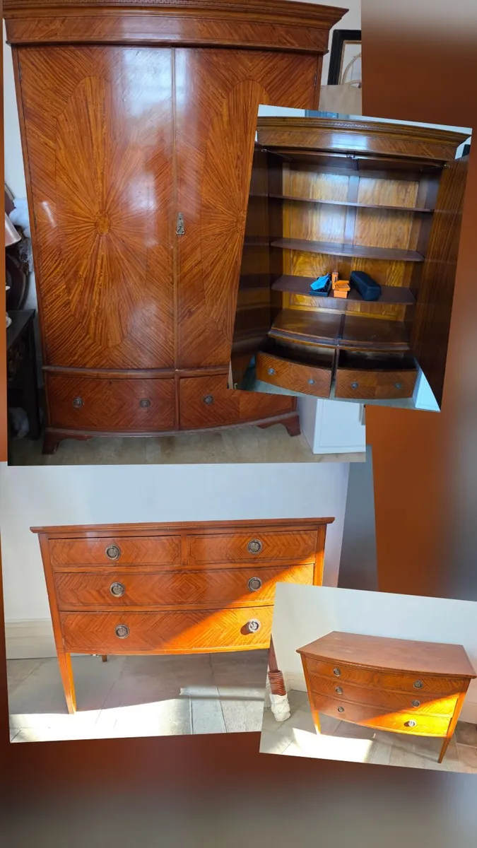 Vintage Art Deco wardrobe and chest of drawers - Image 1