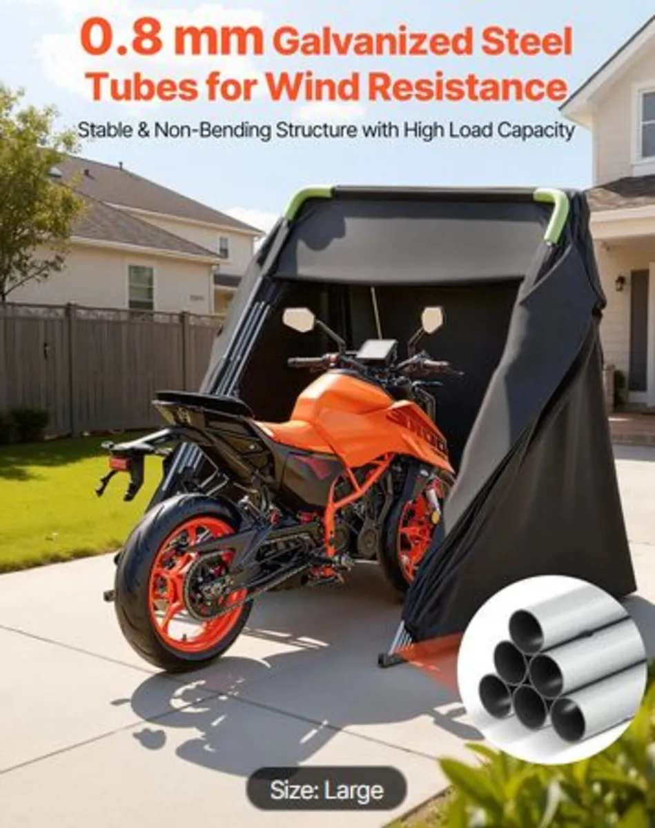 Motorcycle Storage Shelter with Security Lock,600 - Image 2