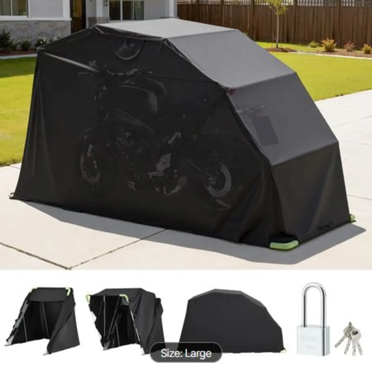 Motorcycle Storage Shelter with Security Lock,600 - Image 1