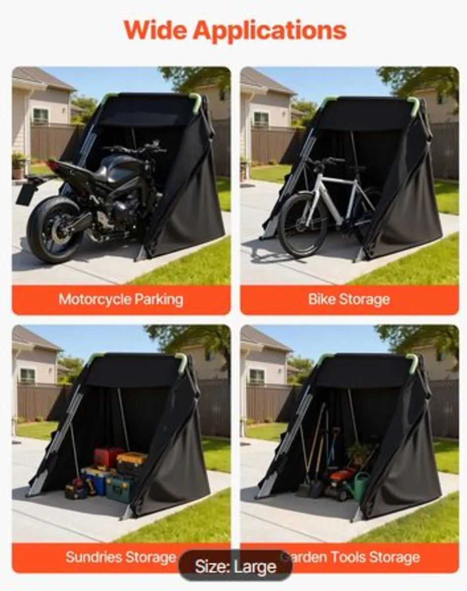 Motorcycle Storage Shelter with Security Lock,600 - Image 4
