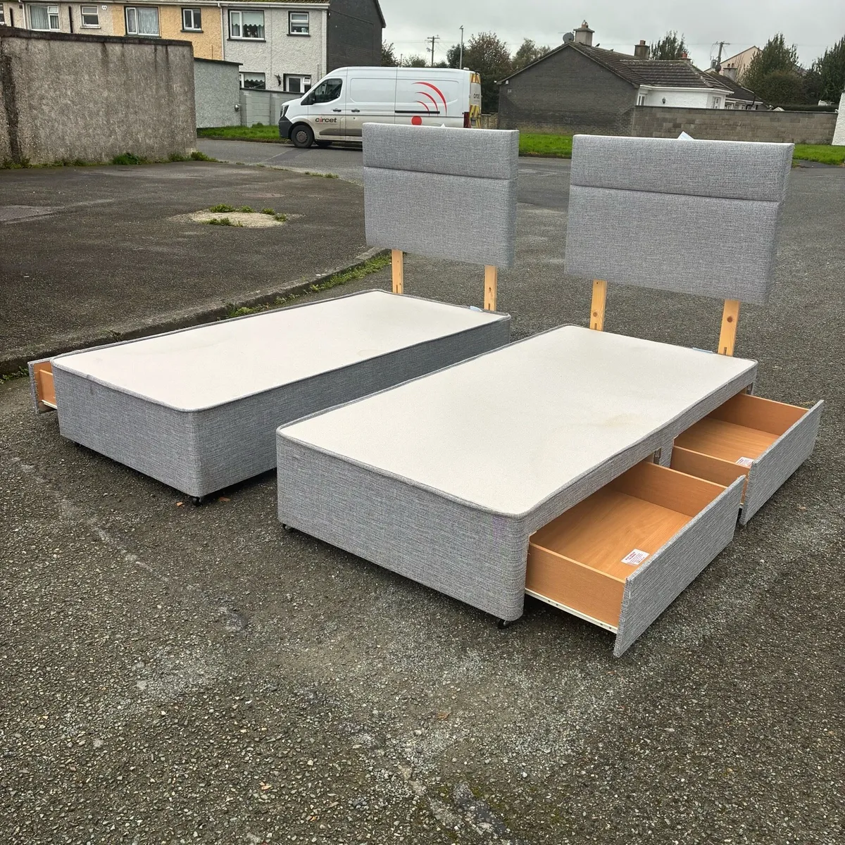 2 Grey Single base 2 Drawers & Headboard €120 each - Image 3