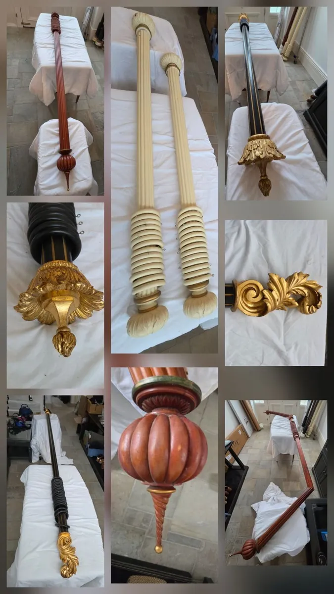 Large reeded curtain poles - Image 1