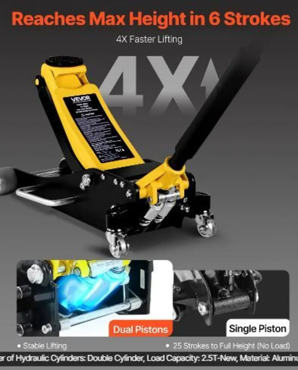 Low Profile Floor Jack, 2.5 Ton Capacity - Image 2