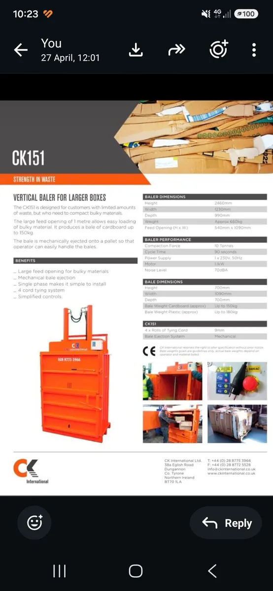 Cardboard baler compactor 150/200kg - Image 2
