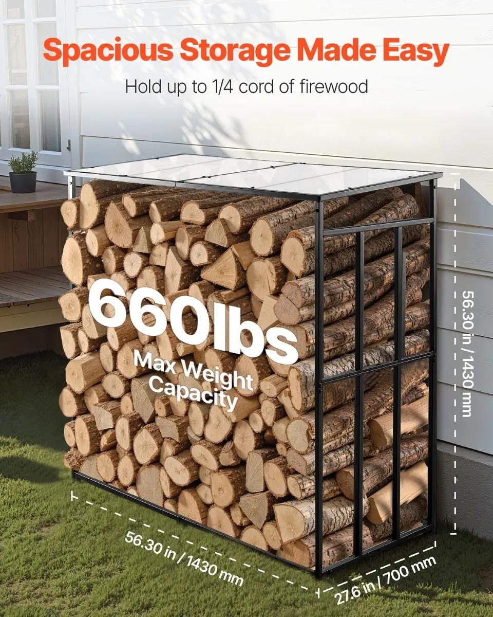 Outdoor Firewood Rack with Roof 143cm - Image 4