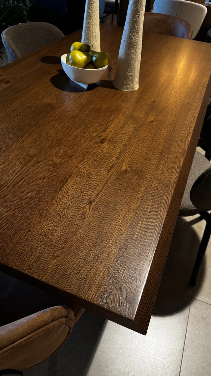 200cm Smoked Oak Dining Table Like New - Image 2