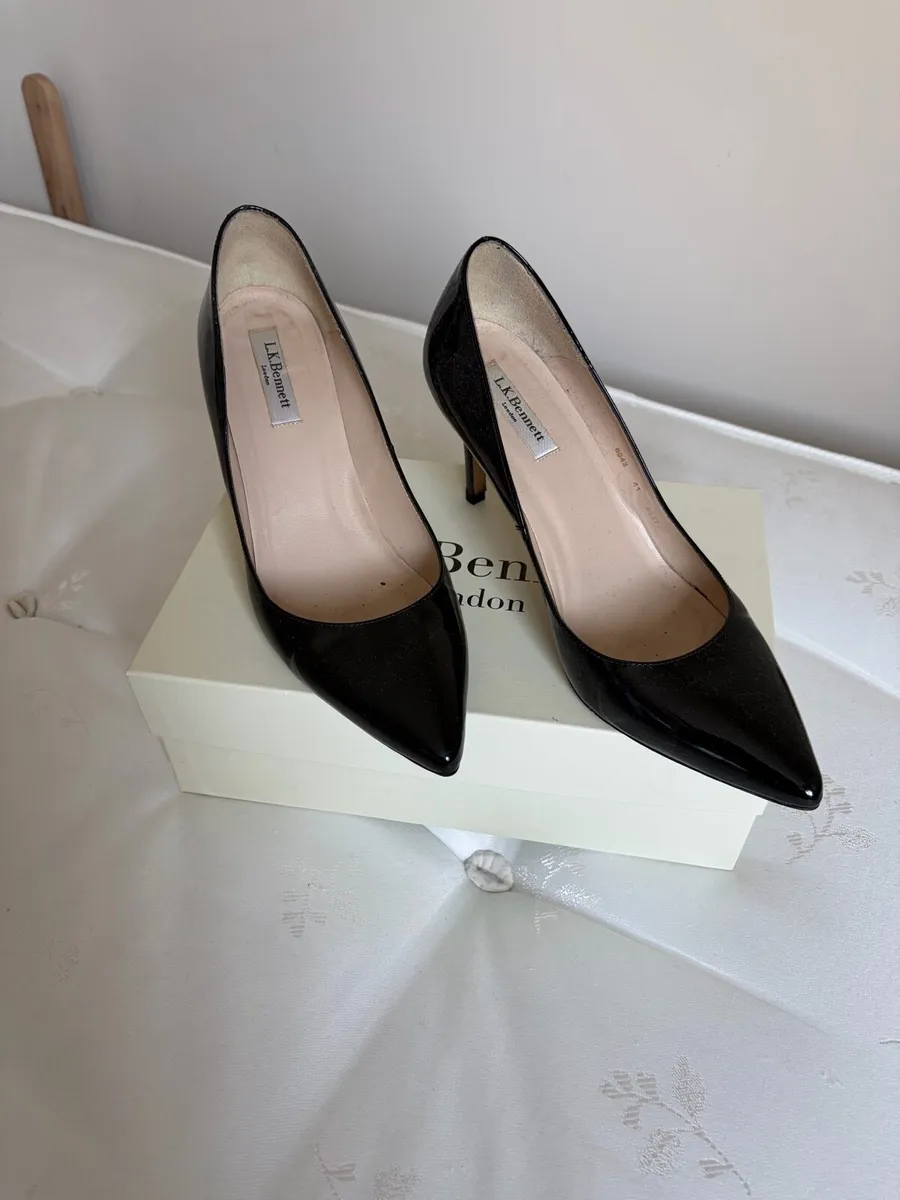 LK Bennett Black Patent Court Shoe - Image 1