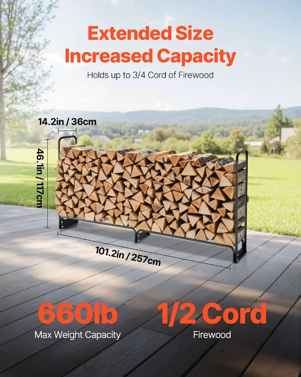 Firewood Rack with Waterproof Cover 257cm - Image 3