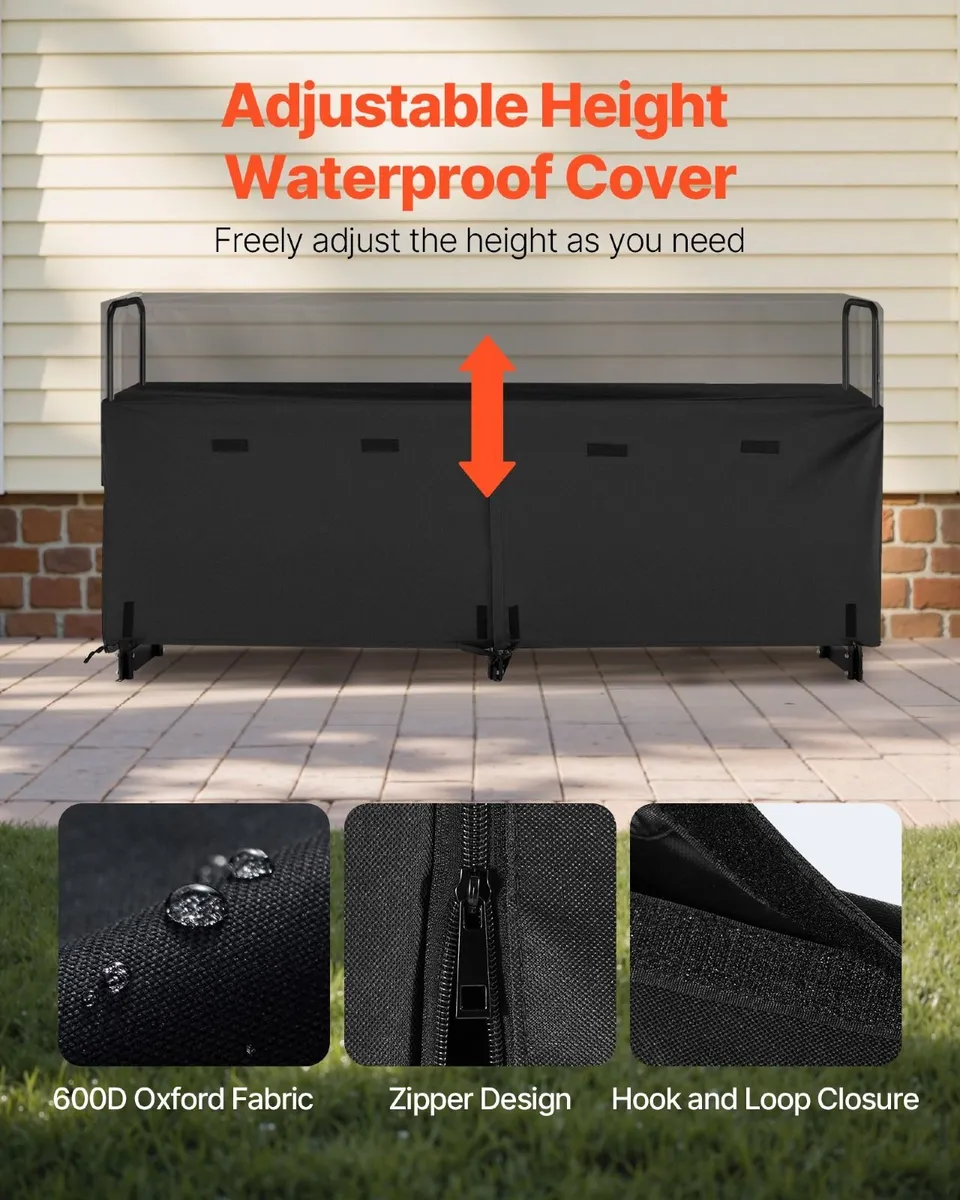 Firewood Rack with Waterproof Cover 257cm - Image 4
