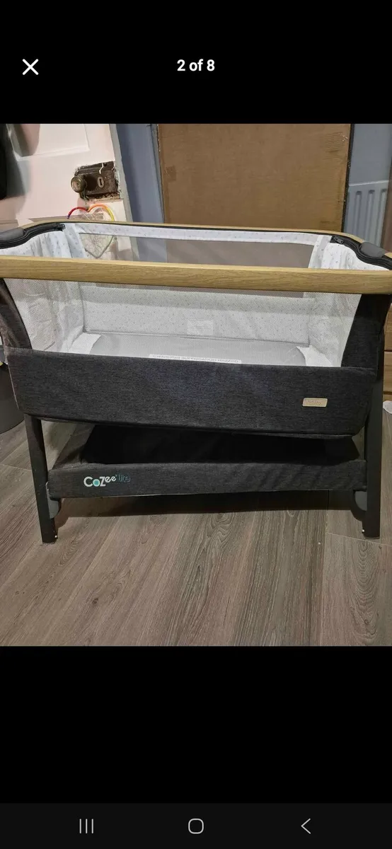 Tutti Bambini Cozee Bedside Crib - Oak & Charcoal - Image 2