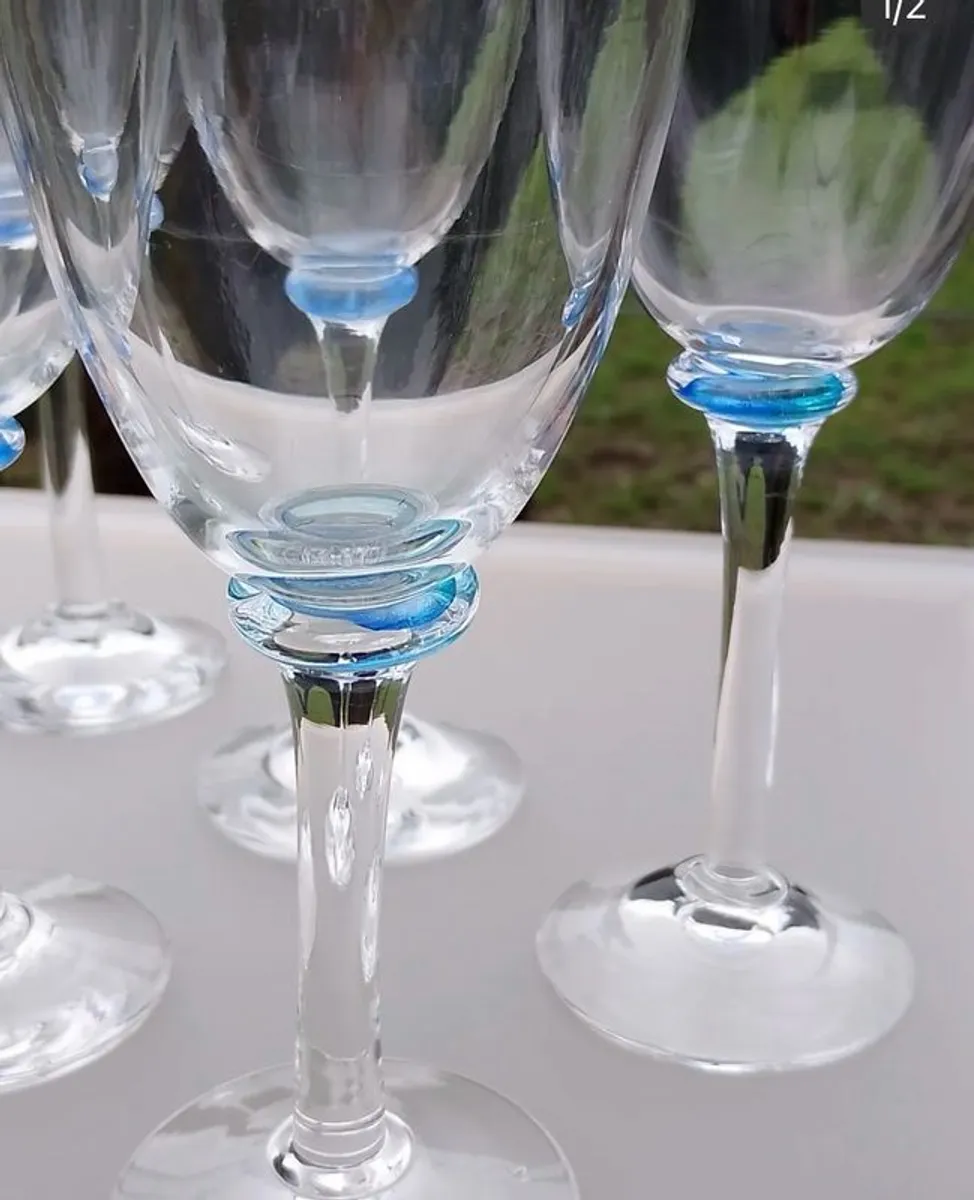 Wine Glasses  -12 Unique Hand Blown - Image 4