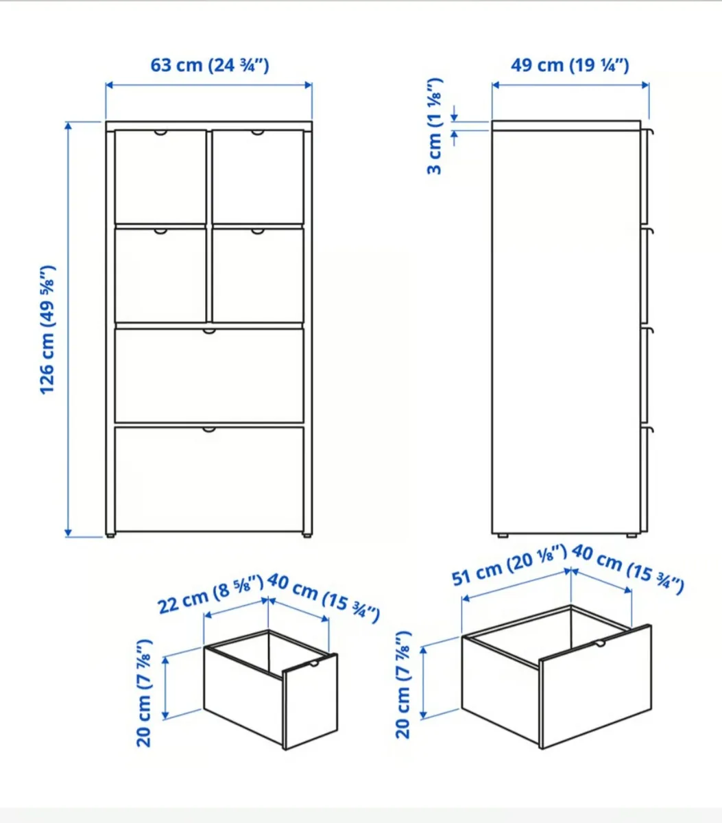 VISTHUS
Chest of 6 drawers, grey/white, 63x49x126 - Image 2