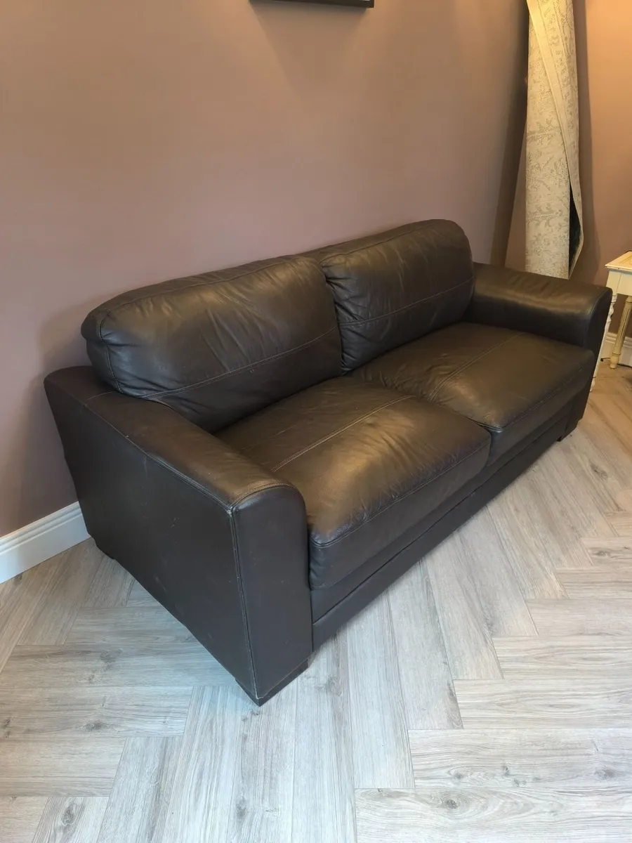 Couch (dark brown leather) - Image 2