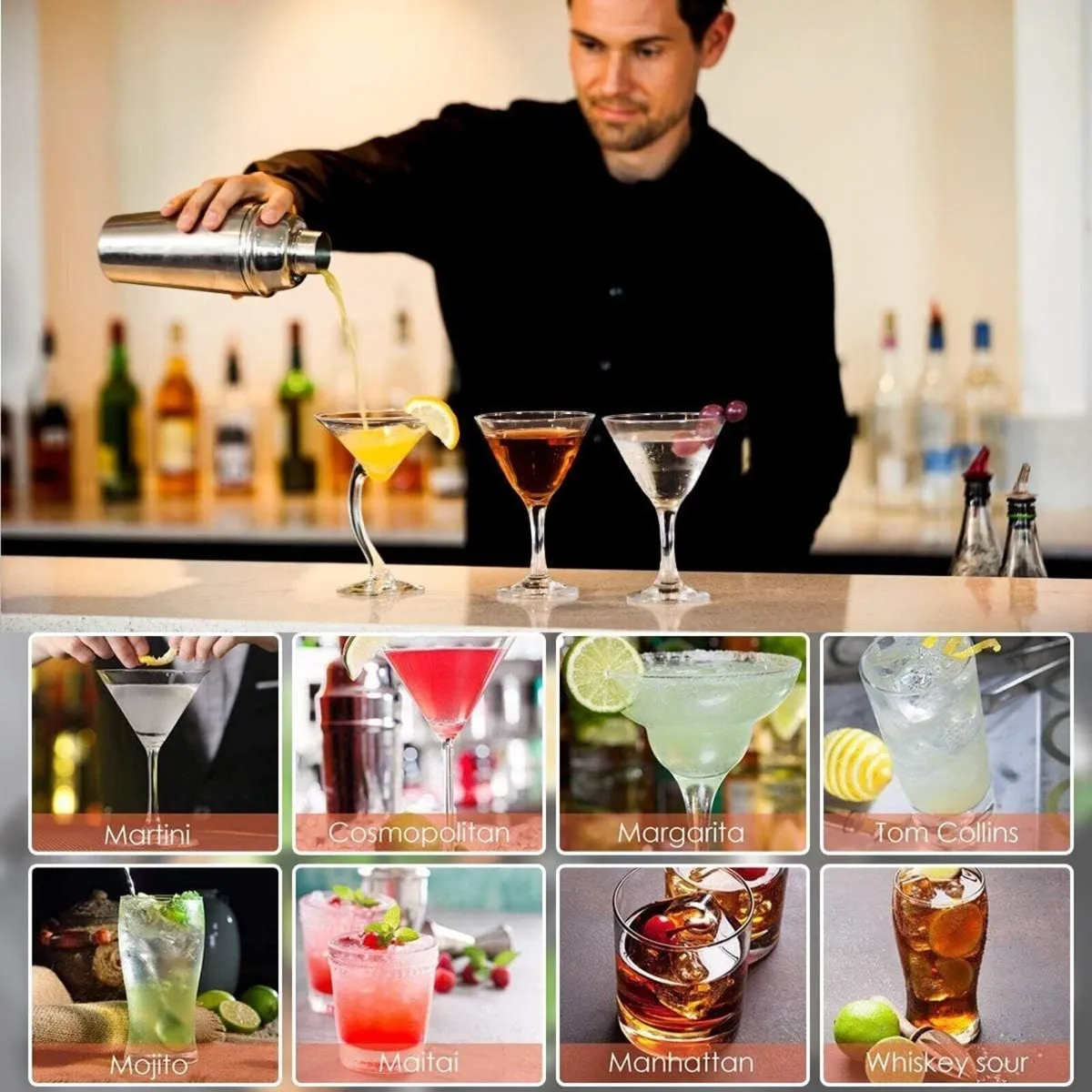 12-Piece Cocktail Shaker Kit with Stand - Image 4