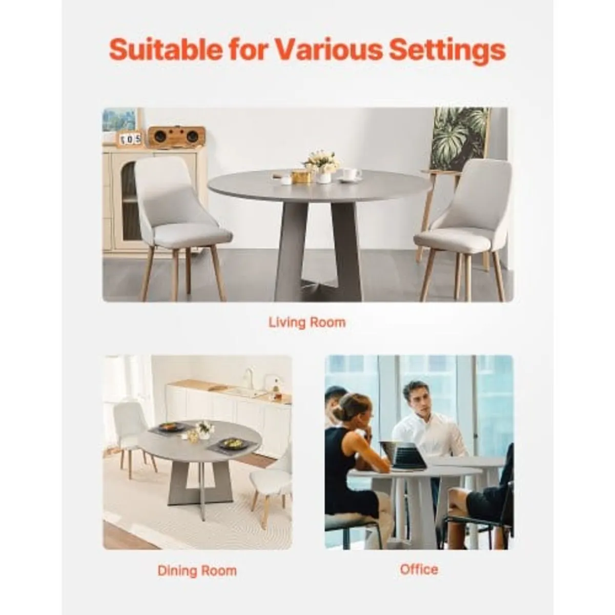 Round Dining Table, 47 inch Wood Table for 4-6 Per - Image 4