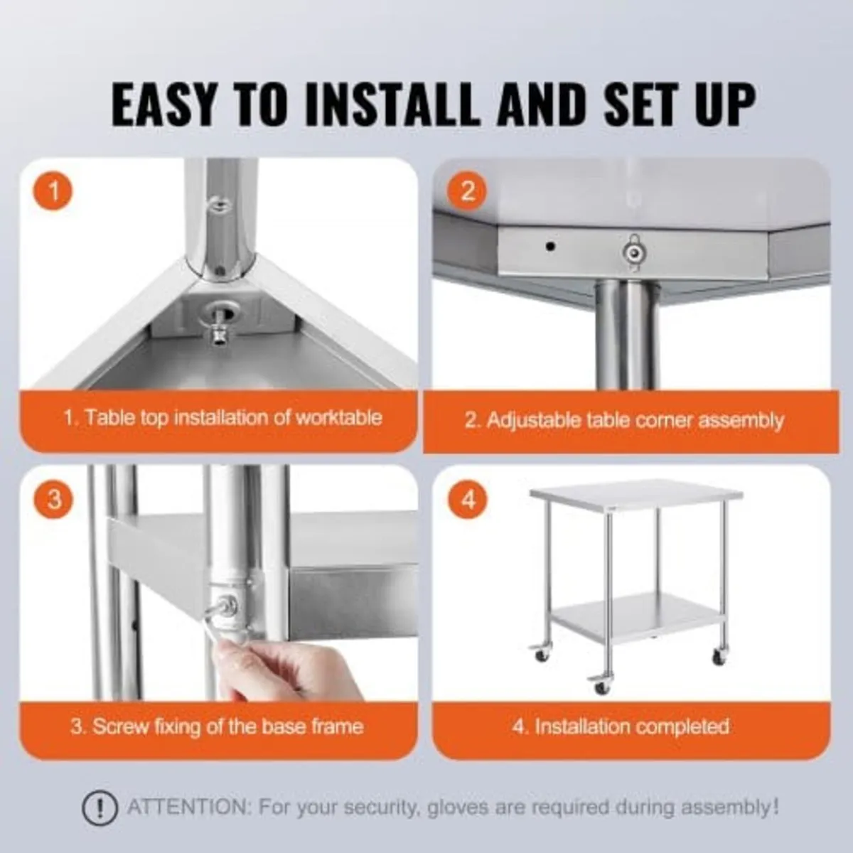 Stainless Steel Work Table 30 x 18 x 38 Inch, with - Image 3
