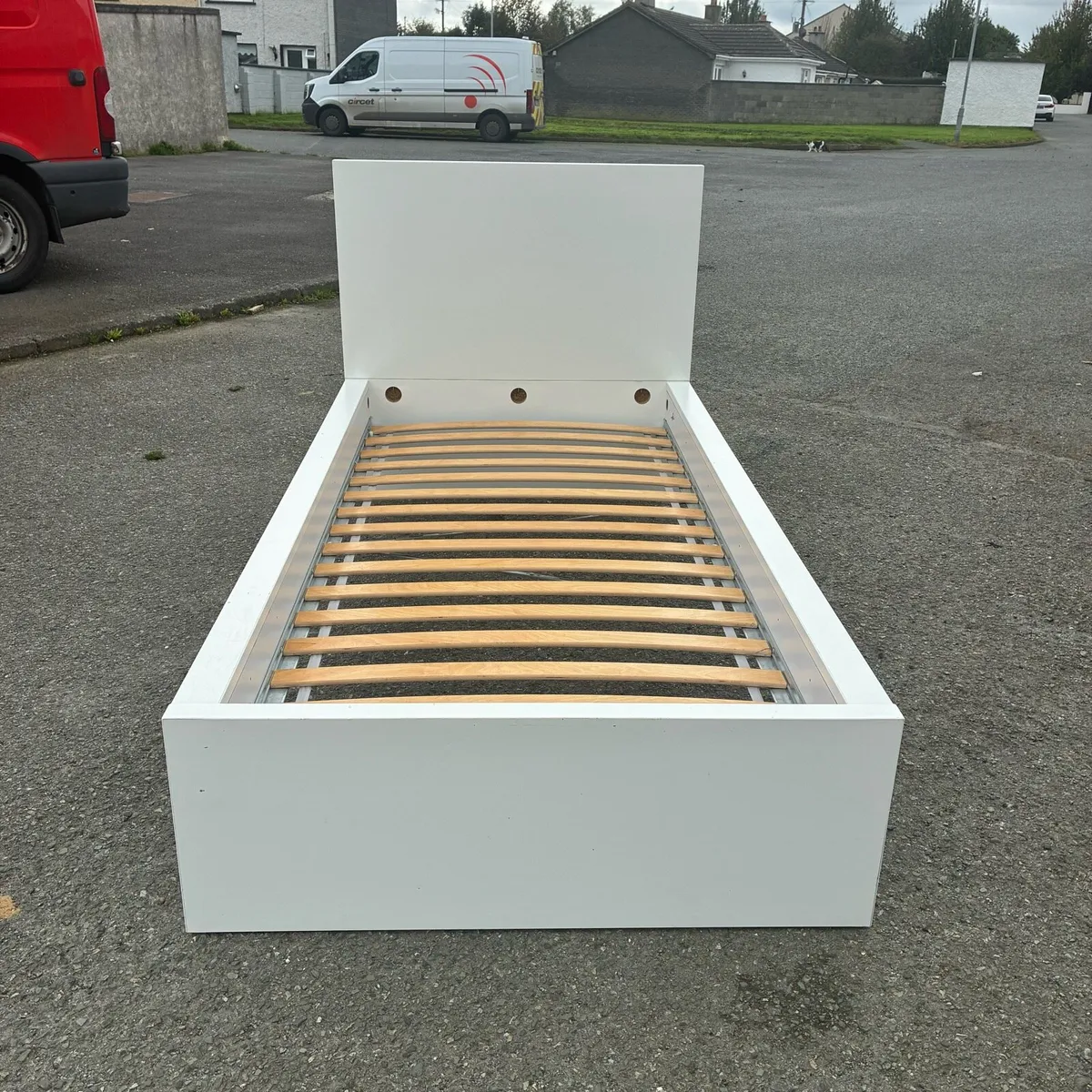 White single frame bed with 2 large Drawers - Image 3