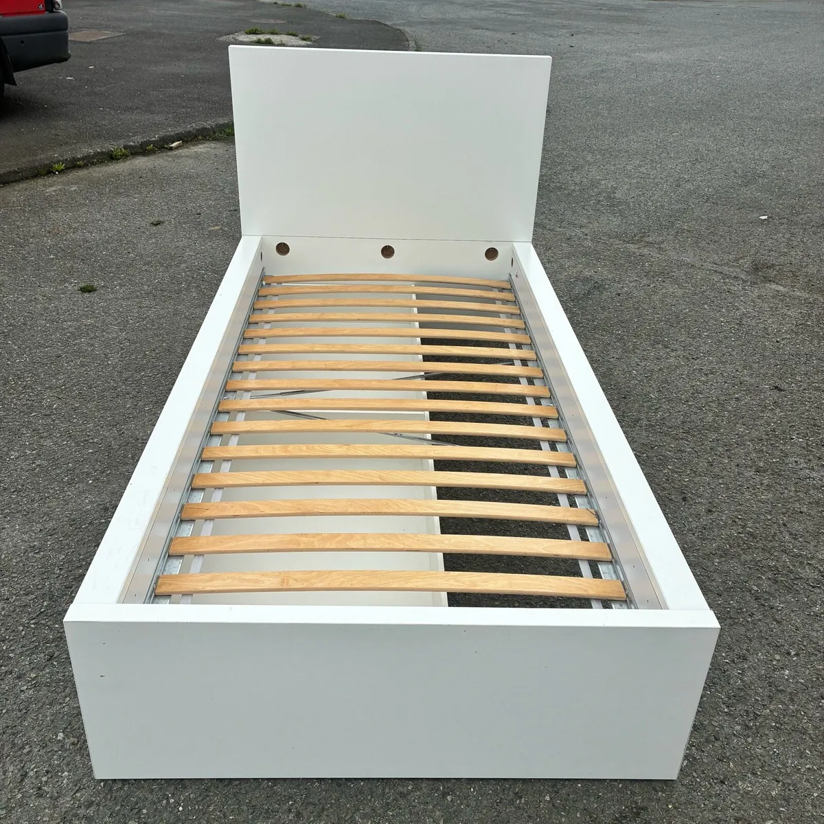 White single frame bed with 2 large Drawers - Image 4