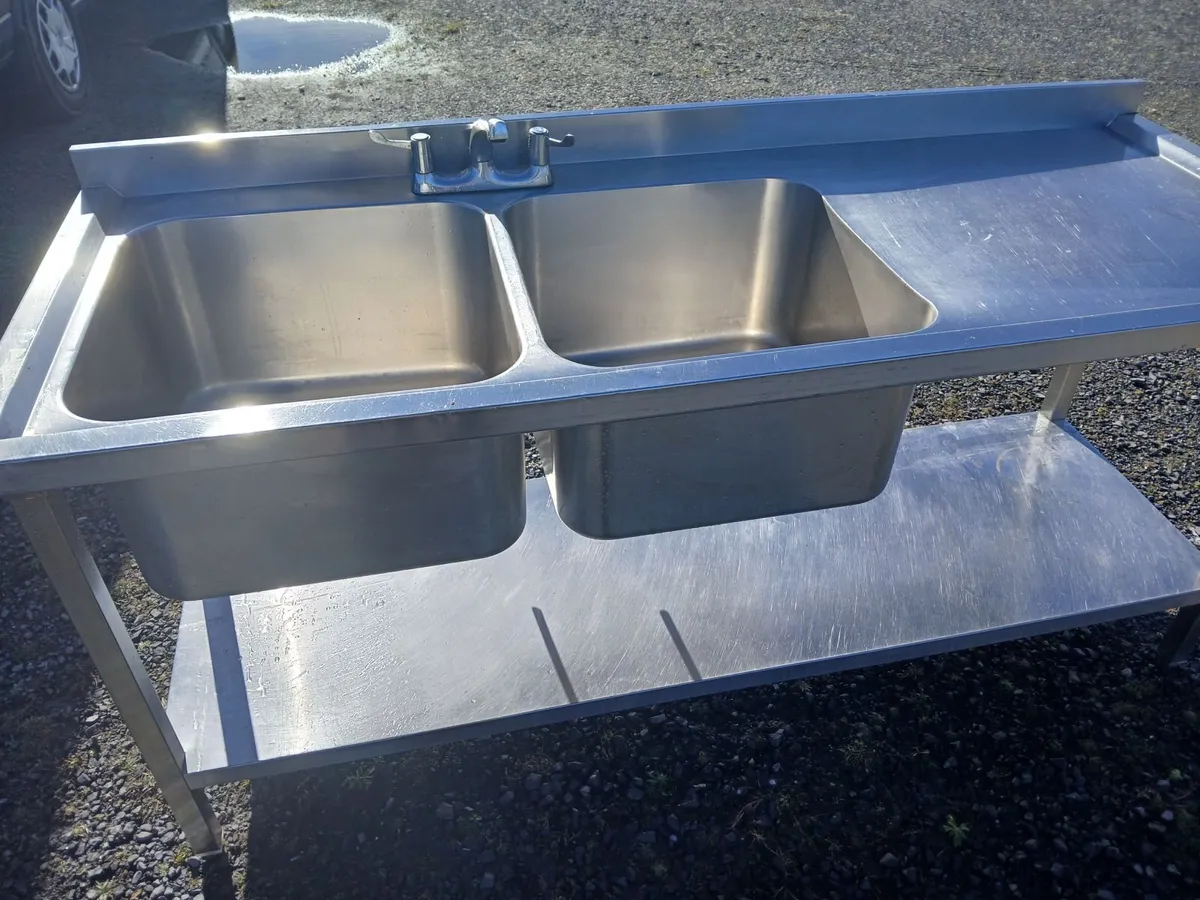 Staneless steel cabbinet double sink unit complete - Image 2