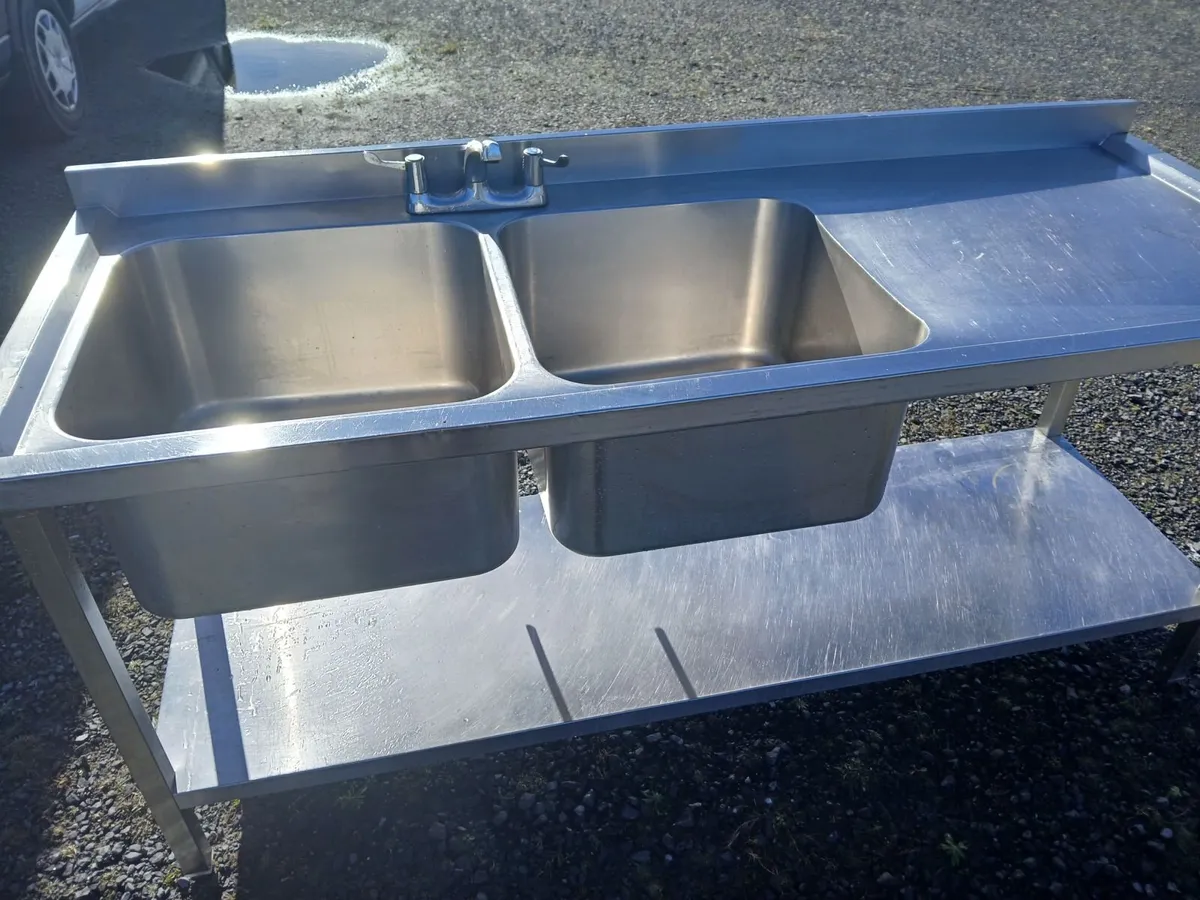 Staneless steel cabbinet double sink unit complete - Image 3