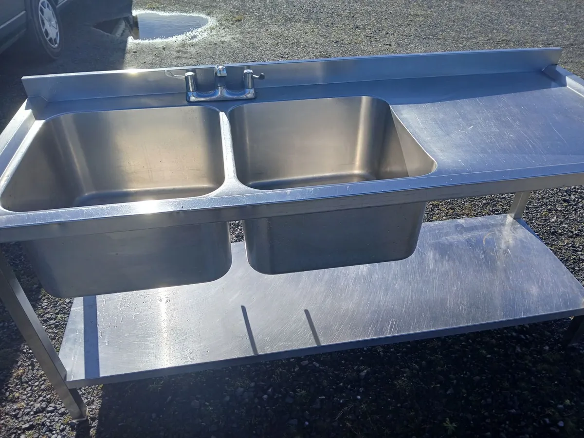 Staneless steel cabbinet double sink unit complete - Image 4