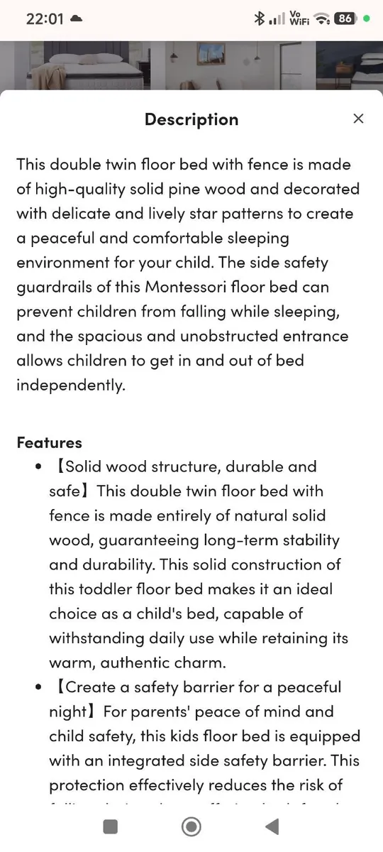 Montessori floor bed for 2 - Image 2