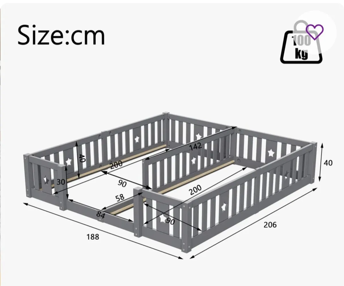 Montessori floor bed for 2 - Image 1