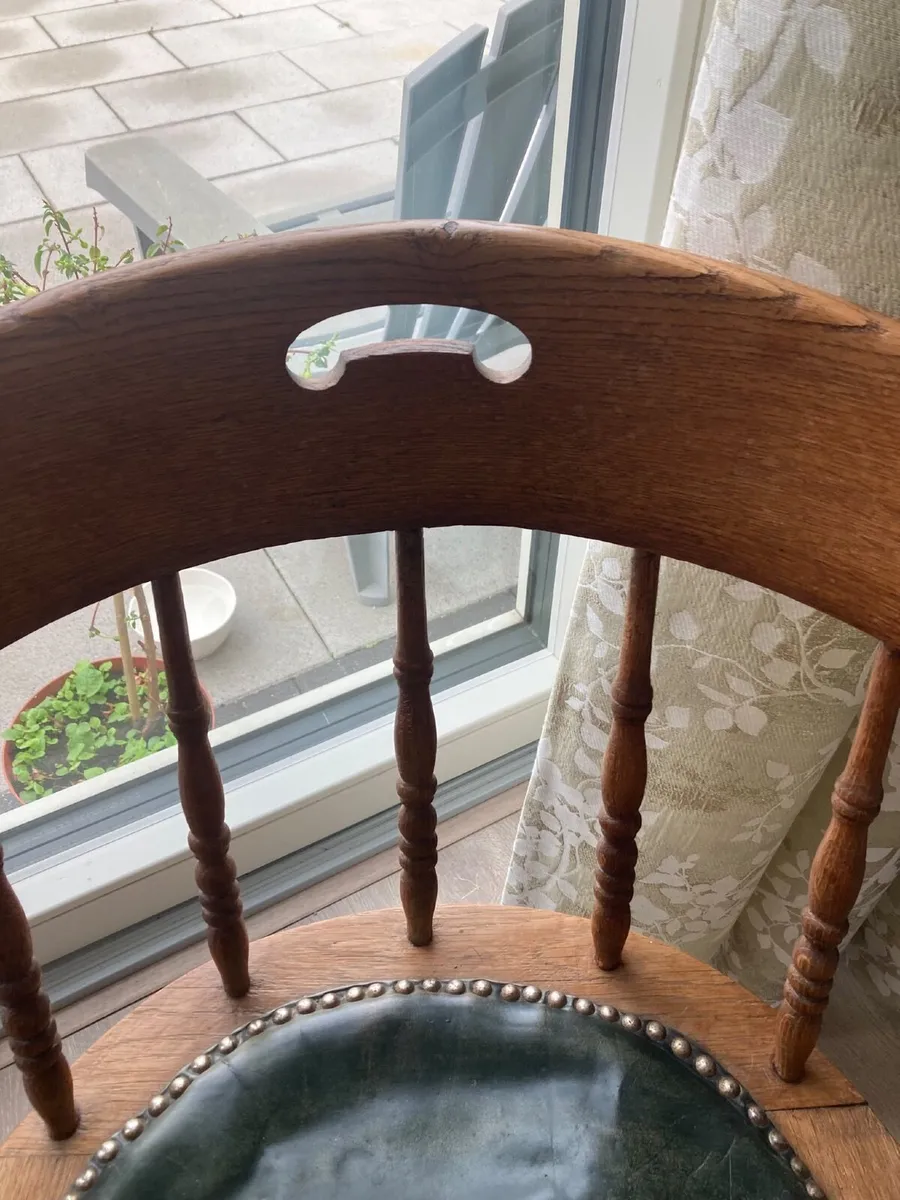 Antique Oak Captain’s Chair - Image 2