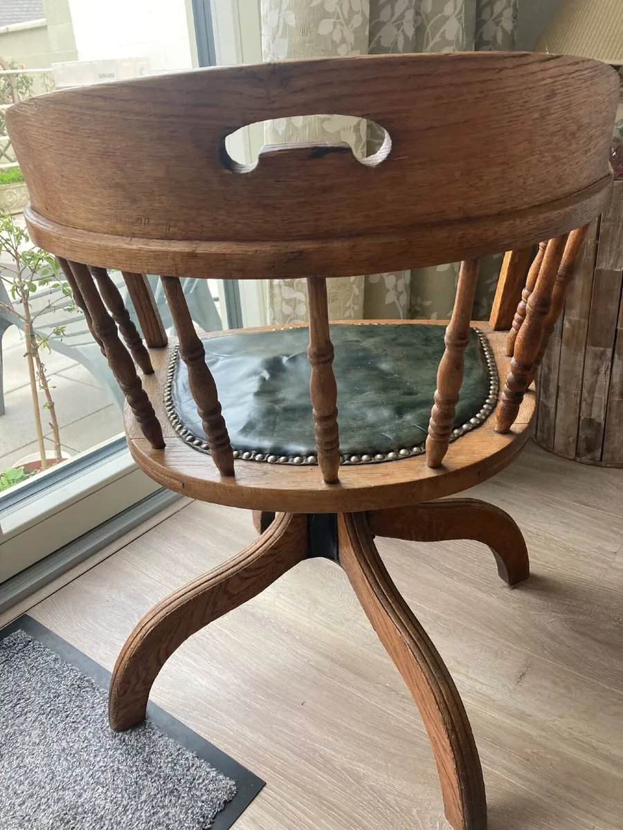 Antique Oak Captain’s Chair - Image 3