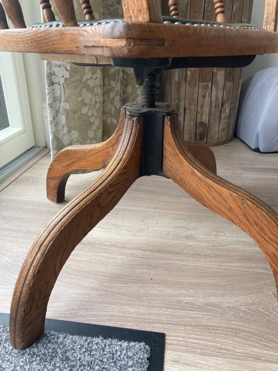 Antique Oak Captain’s Chair - Image 4
