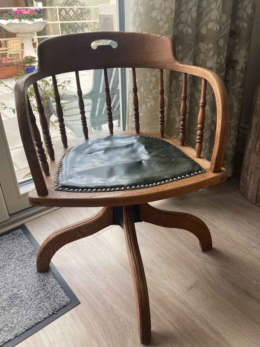 Antique Oak Captain’s Chair - Image 1