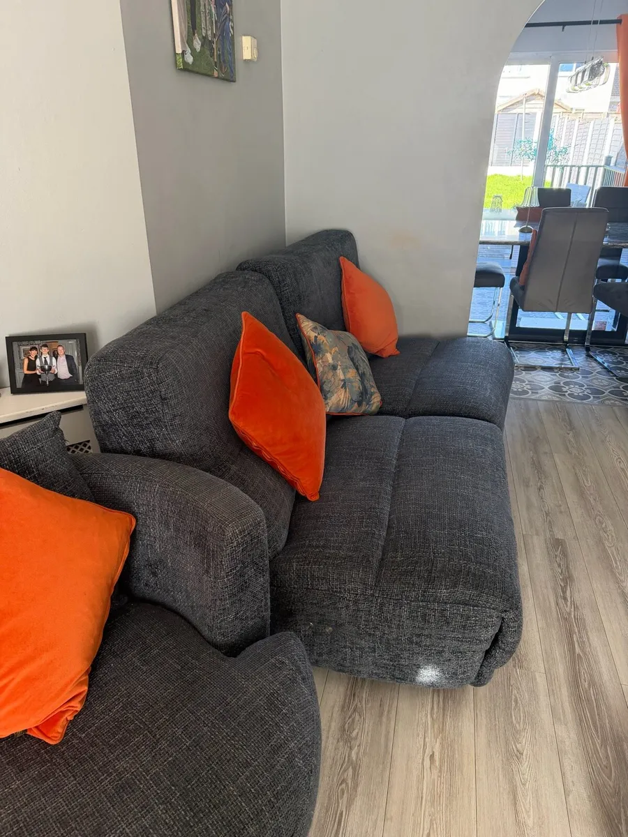Grey/Blue electric recliner sofa with swivel chair - Image 3