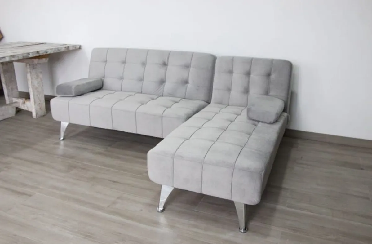 Grey Velvet Nordic Comfort Chaise Sofa, 198cm - Image 3