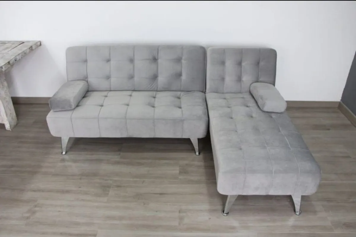 Grey Velvet Nordic Comfort Chaise Sofa, 198cm - Image 2