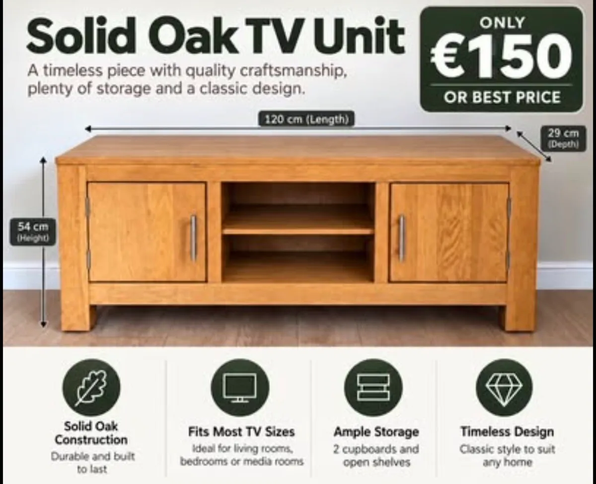 Solid Oak TV Unit / TV Stand – Excellent Condition