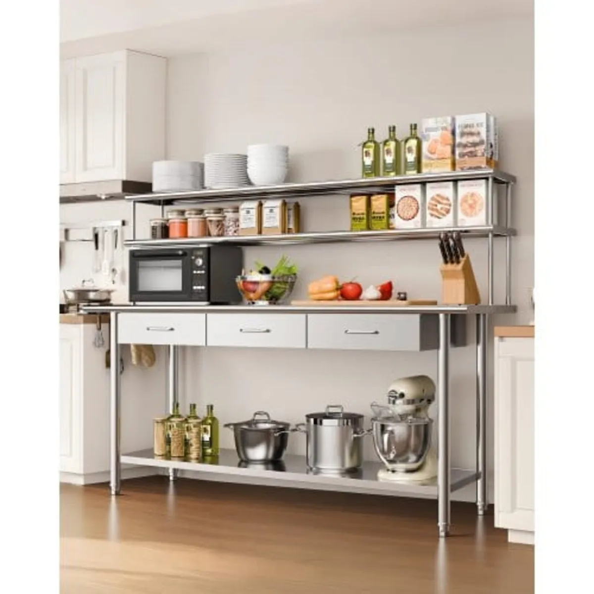 Stainless Steel Work Table, 61x183 cm Food Prep Ta - Image 2