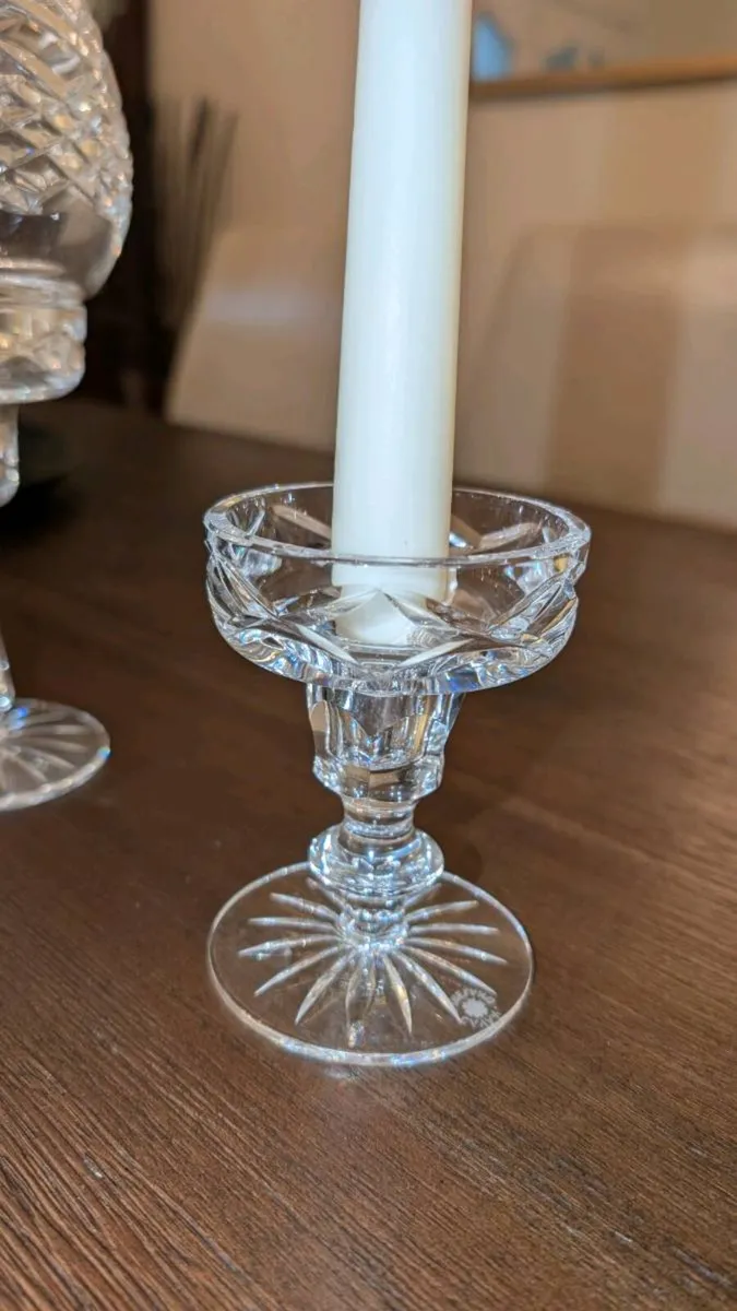 Crystal Hurricane Lamp and Candle Holders - Image 4