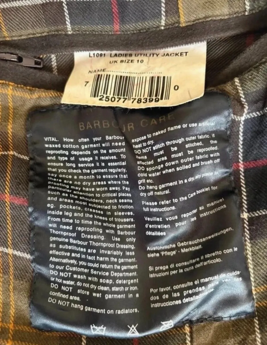 Barbour L1091 Ladies Utility Wax Jacket – UK 10 | - Image 3