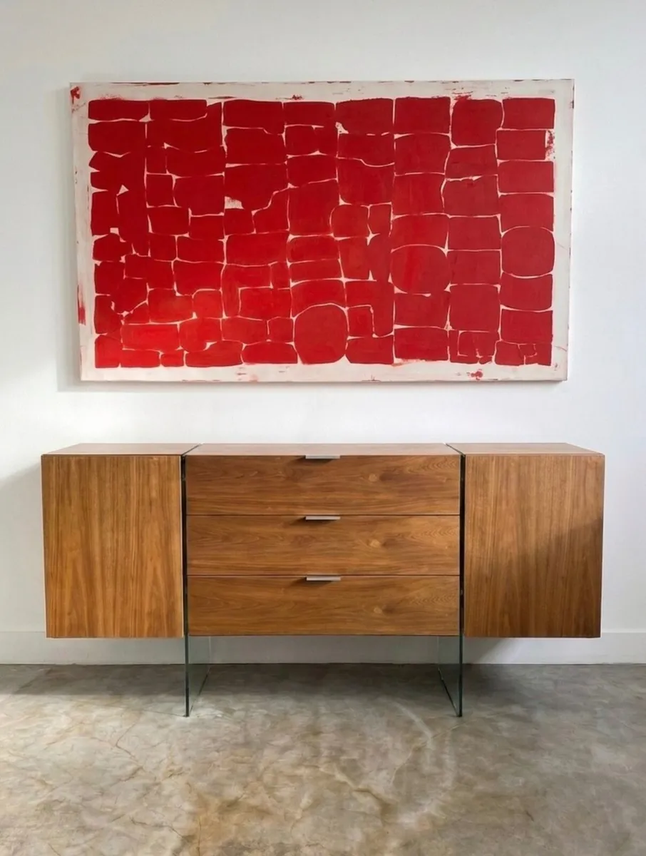 Vintage Mid Century Walnut & Glass Sideboard - Image 1