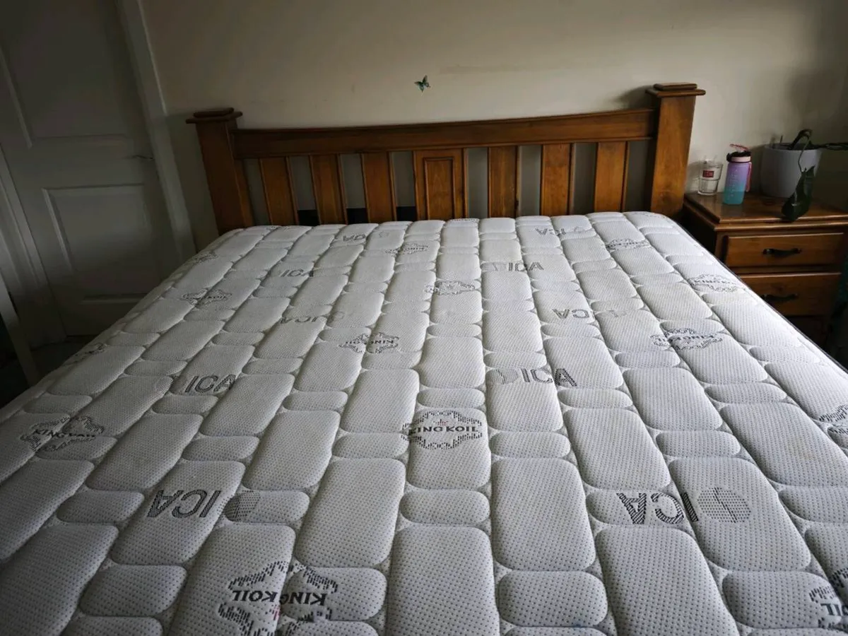 Superking bed frame + mattress +bedside - Image 2
