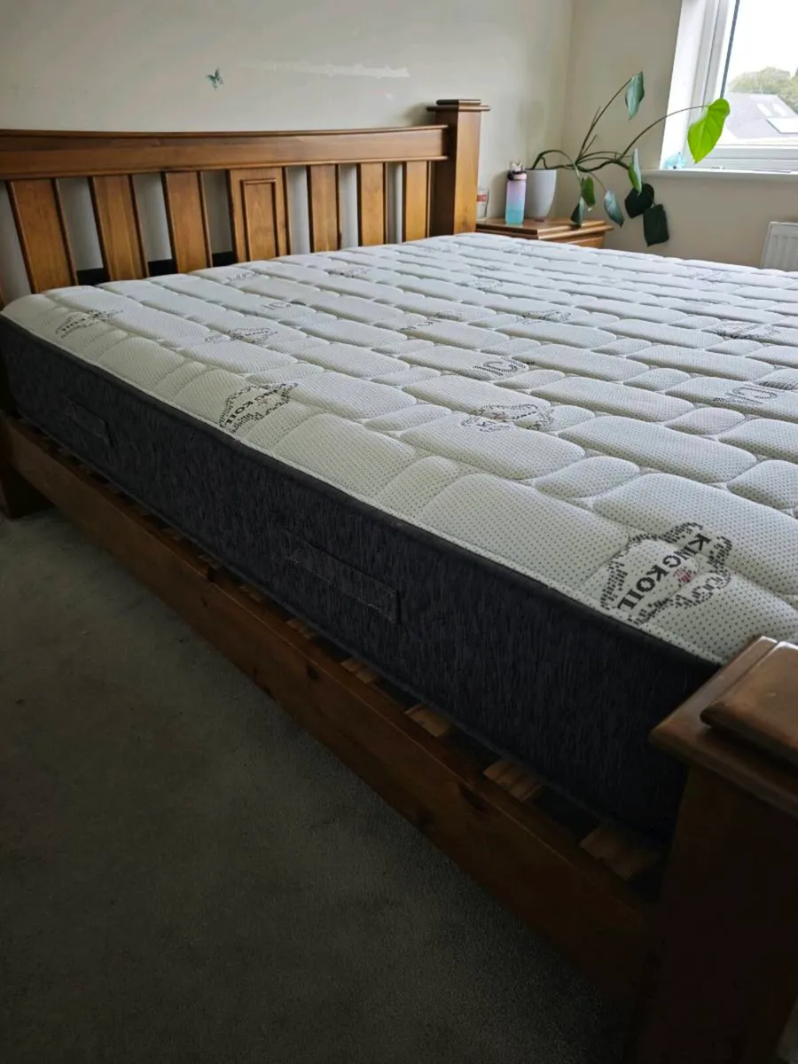 Superking bed frame + mattress +bedside - Image 4