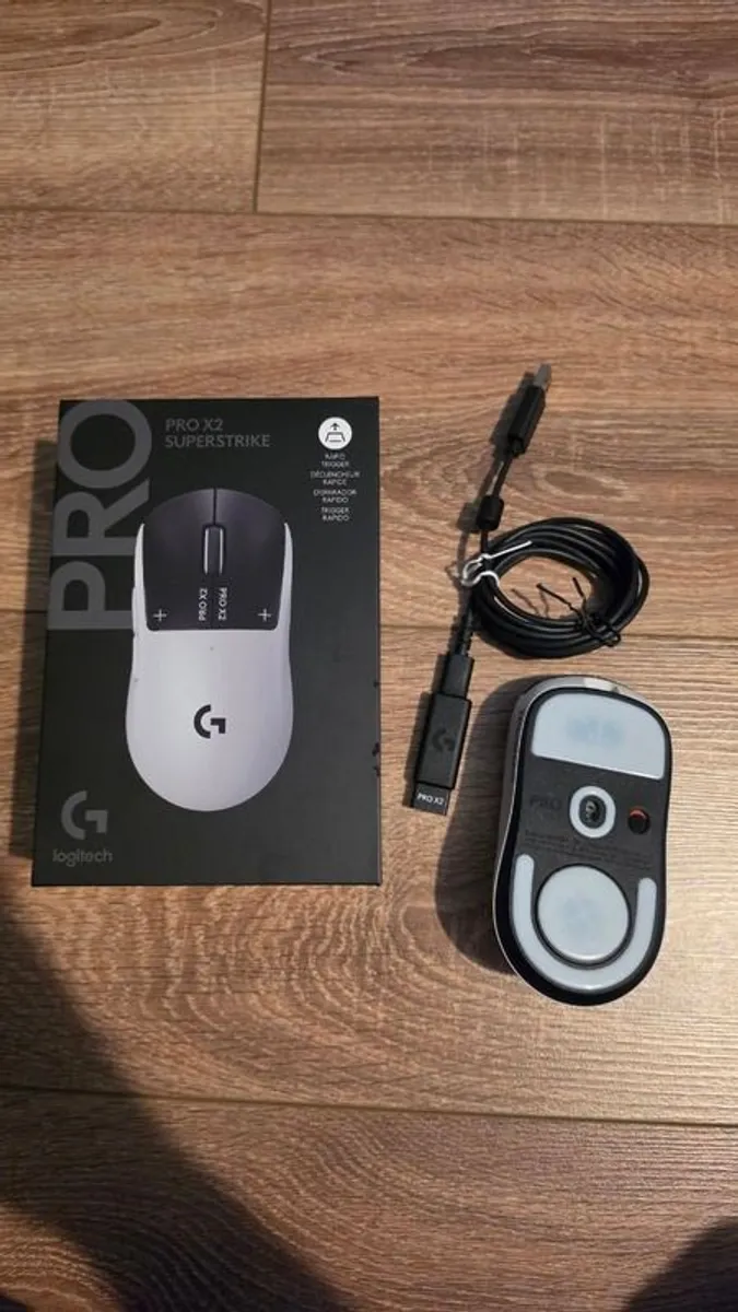 Logitech G PRO X2 SUPERSTRIKE Wireless Gaming Mouse (Custom Corepad Skatez CTRL pre-installed) - Perfect Condition | White - Image 2