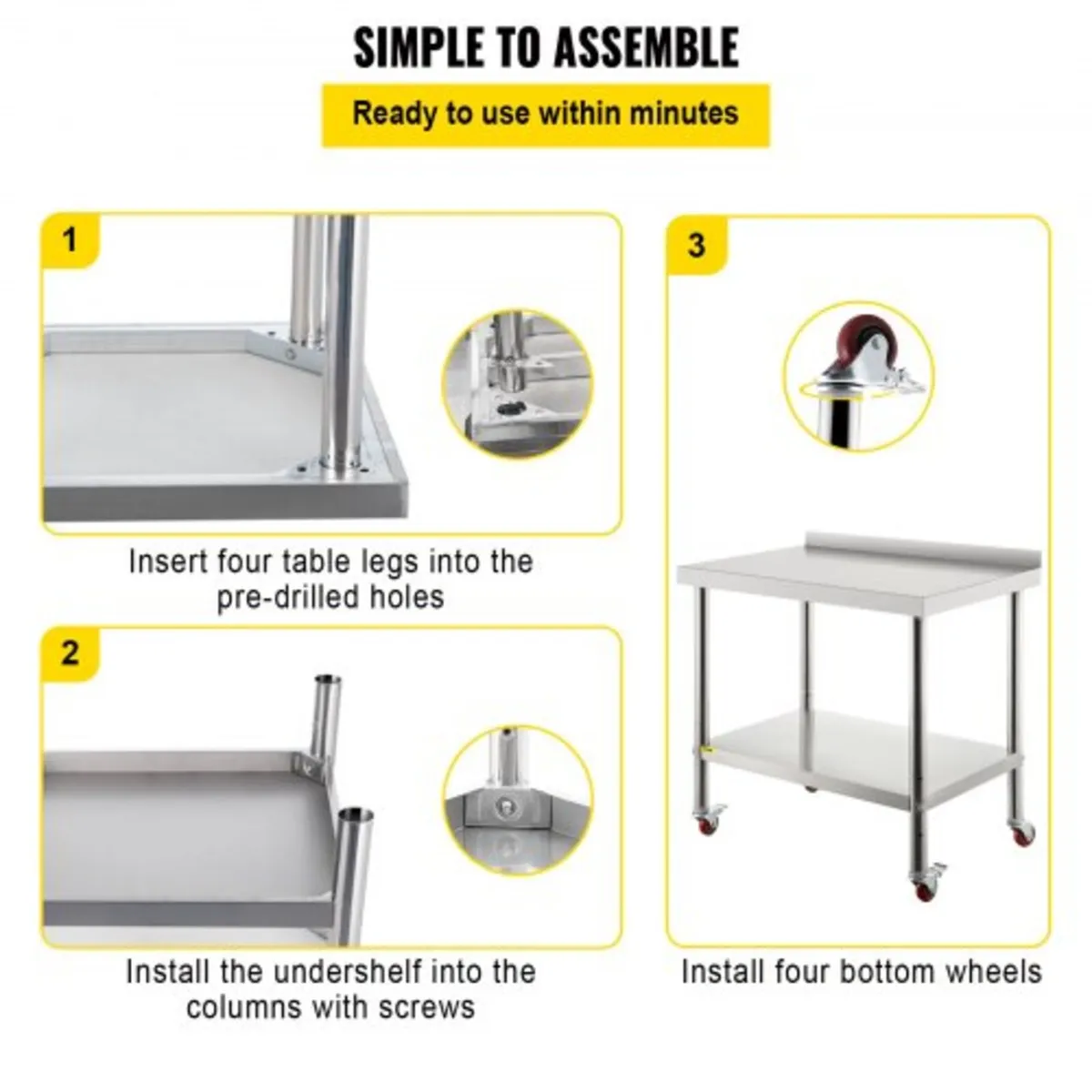 Stainless Steel Prep Table, 36 x 24 x 35 Inch, 440 - Image 4