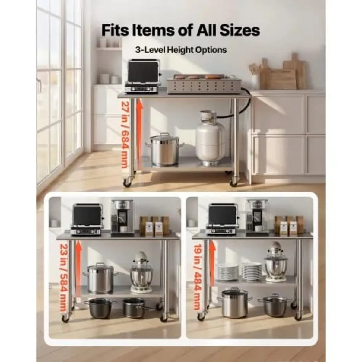Stainless Steel Work Table, 61x122 cm Food Prep Ta - Image 4