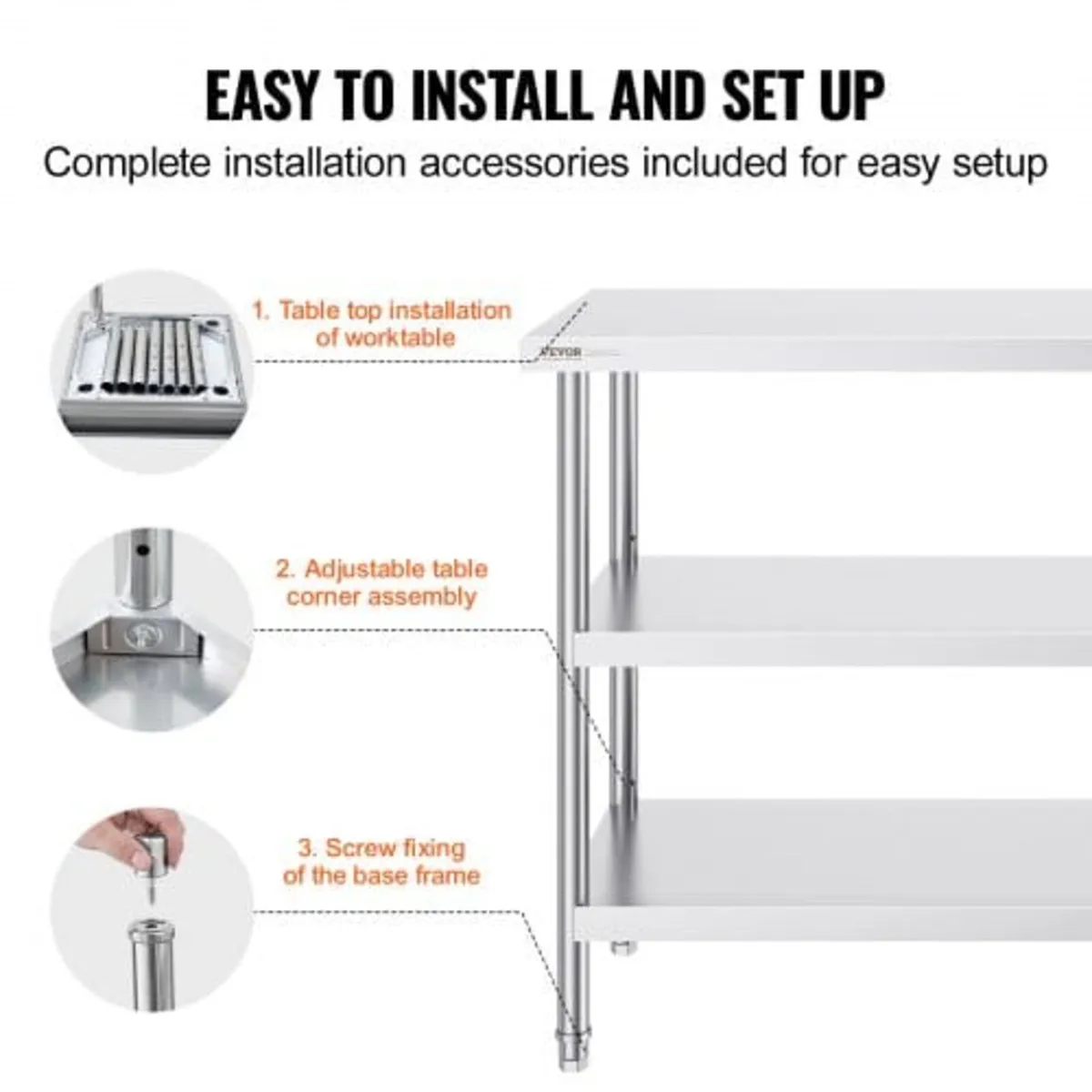 Stainless Steel Food Prep Table Commercial Kitchen - Image 4
