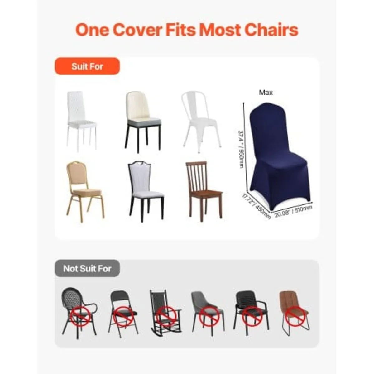 50 Pcs Navy Blue Chair Covers, Polyester Spandex C - Image 4