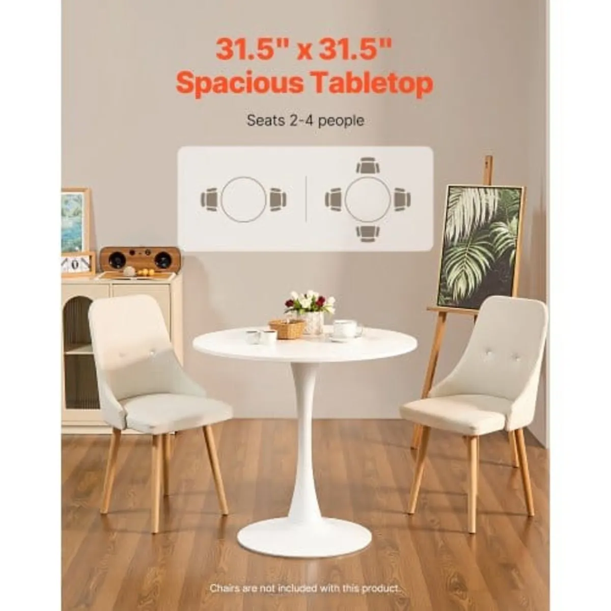 Round Dining Table, 31.5 in Wood Table for 2-4 Per - Image 4