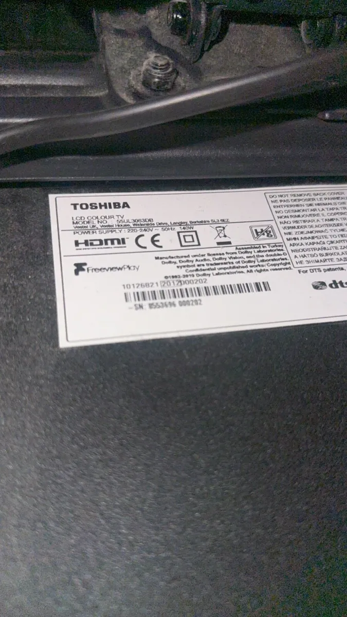 Toshiba 55 inch TV - Image 2