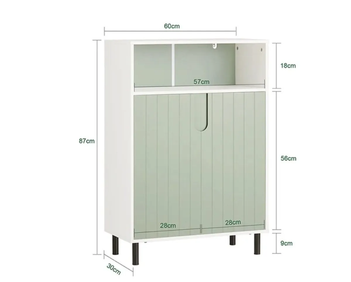 Modern Sage Green Storage Cabinet with Doors 60cm - Image 3