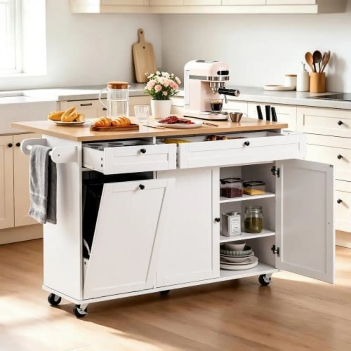 Kitchen Island Cart with Storage, 153 cm Wide Mobi - Image 1